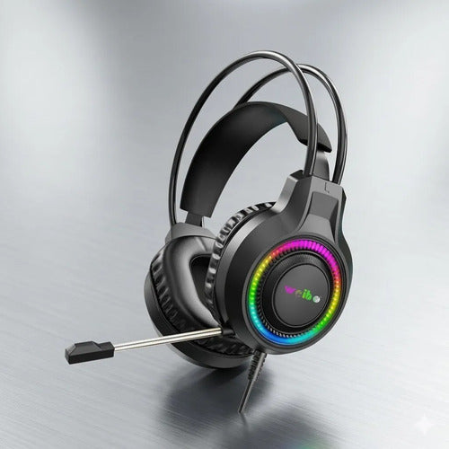 Auricular Headset Gamer Rgb Microfono Usb Audio Pc Consolas Negro
