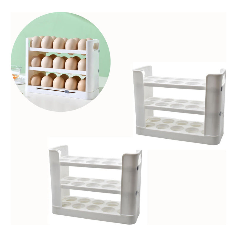 X2 Hueveras Plastico Para Heladera Color Blanco 19x25cm.