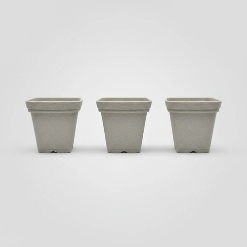 Maceta Plástica Decorativa Cuadrada Texturizada 20x19cm Gris Gris Claro