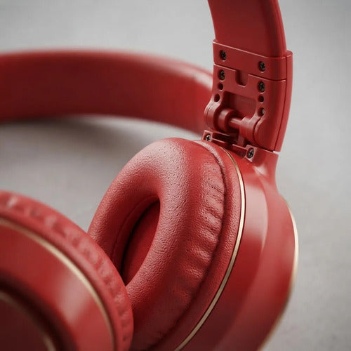 Auriculares Bluetooth Inalámbricos Microsd Radio Fm Rojo