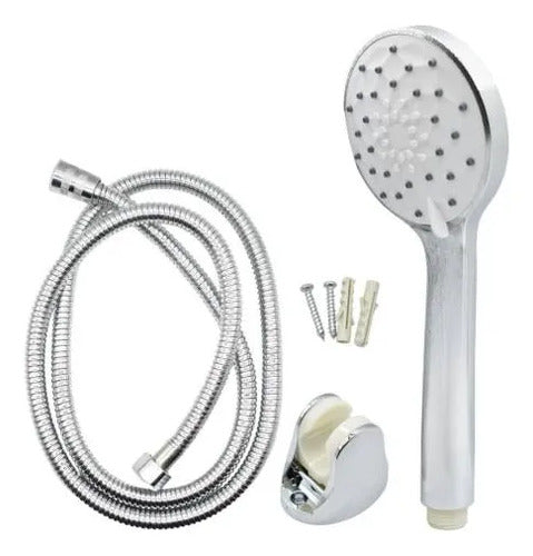 Set Kit Duchero Manual Manguera Soporte 150cm Baño Ducha Plateado