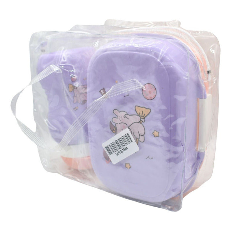 Lonchera Vianda Infantil Con Vaso Y Cubiertos De Plastico