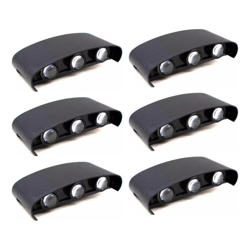 Set X6 Aplique Pared Bidireccional Lampara Exterior 3 Luces