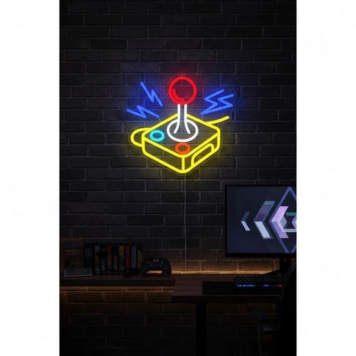 Letrero Neon Arcade Joystick Gamer Habitacion Decoracion Usb Multicolor