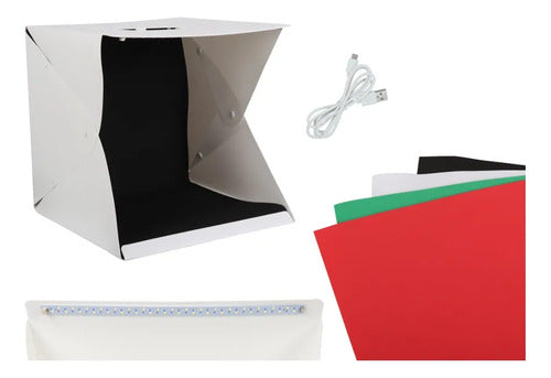 Caja De Luz Led 40x40 Mini Estudio Fotografico Con Fondos