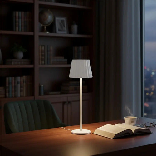 Lampara Velador Led Recargable Usb Tactil Mesa De Luz Blanco