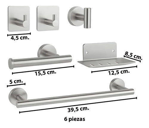 Set Accesorios Baño Juego 6 Piezas Acero Inoxidable