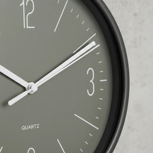 Reloj Decorativo Pared Plástico Redondo Analógico 19cm Gris Verde Claro