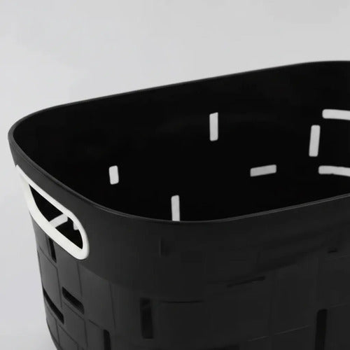 Canasto Cesto Organizador Plástico Multiuso Asas 32,5cm Negro