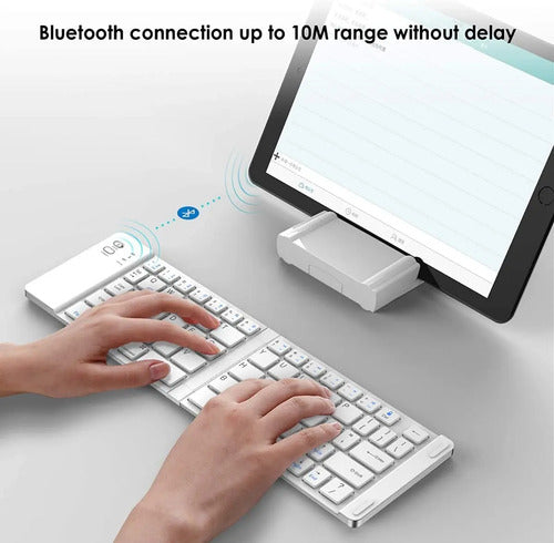 Mini Teclado Inalambrico Plegable Portatil, Bluetooth Blanco