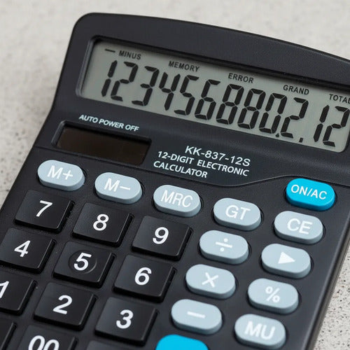 Calculadora Basica Escritorio 12 Digitos Solar Pila Oficina Negro