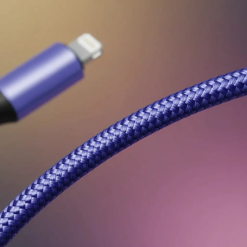Cable Usb Tipo C A Ios Reforzado Carga Y Datos 1 Metro Nylon Azul
