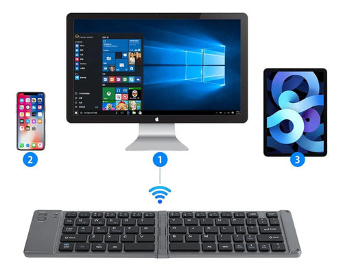 Teclado Inalambrico Plegable Portatil Bluetooth Negro