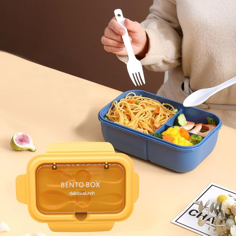 Lonchera Vianda Con Vaso Y Cubiertos De Plastico 1200ml