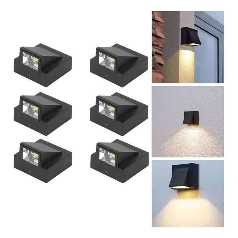 Set X6 Foco Pared Aplique Exterior Lampara Jardin Luminaria