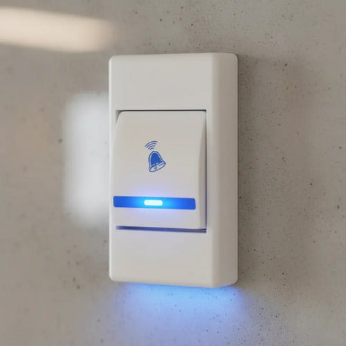 Timbre Inalambrico Doble Pulsador 100m Anti-interferencia Blanco Con Azul