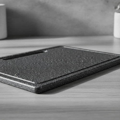 Tabla Picar Plastica Reforzada Antiderrame Cortar Cocina Granito Negro