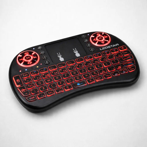 Teclado Tv Inalambrico Panel Tactil Rgb Recargable 3 Colores Rojo
