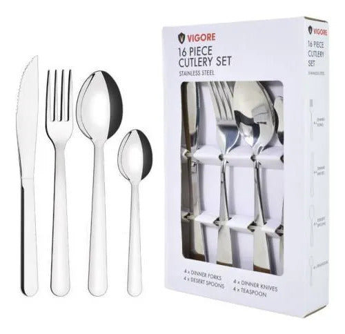 Set/pack/kit Juego Cubiertos Acero Inoxidable 16 Piezas Mesa Plateado