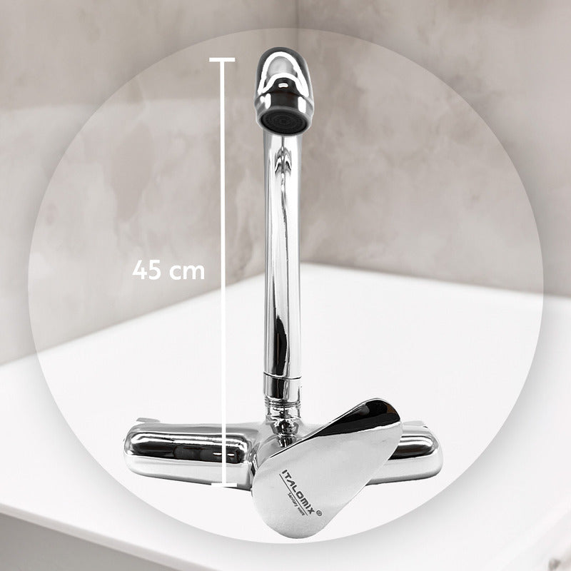 Grifo Monocomando 20cm Cocina Cromado Canilla Mesada Pared
