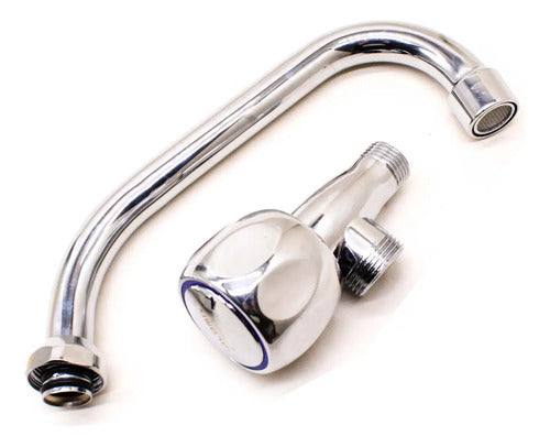Canilla Cocina Pared Unitaria Grifo Mesada Metal Agua Fria Cromado Cromado Brillante