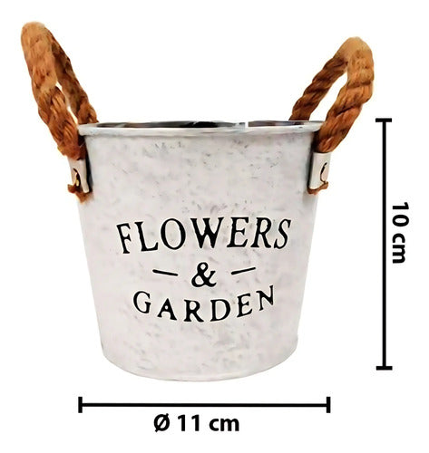 Maceta Metalica Jardin Con Asas Interior Exterior 10x11cm Varios