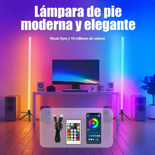 Set X2 Tira Led Barra Rgb Pie Luces Decorativas Control App Rgb