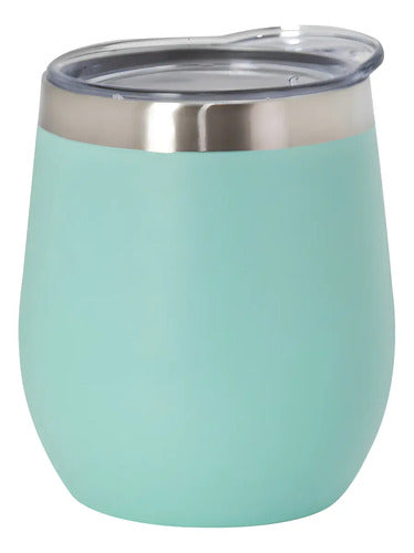 Mate De Acero Inoxidable Con Tapa De Acrilico Para Llevar Color Verde Agua Lisa