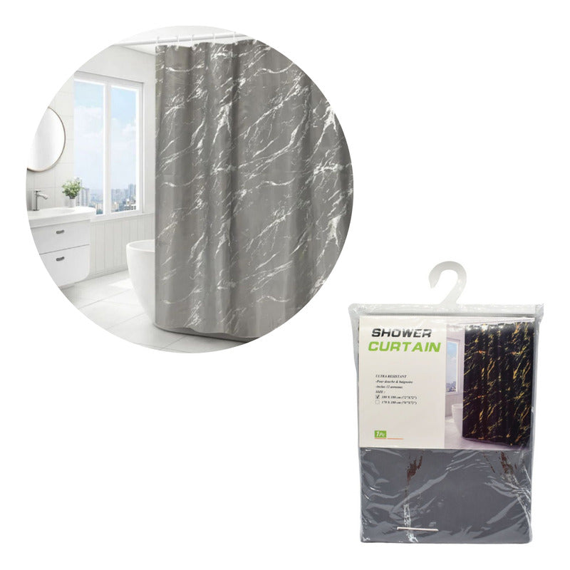 Cortina De Baño Para Ducha Diseño Marmol 180x180cm