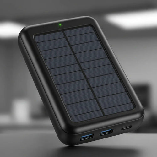 Cargador Portatil Solar Inalambrico 10000 Mah Tipo C Android Negro