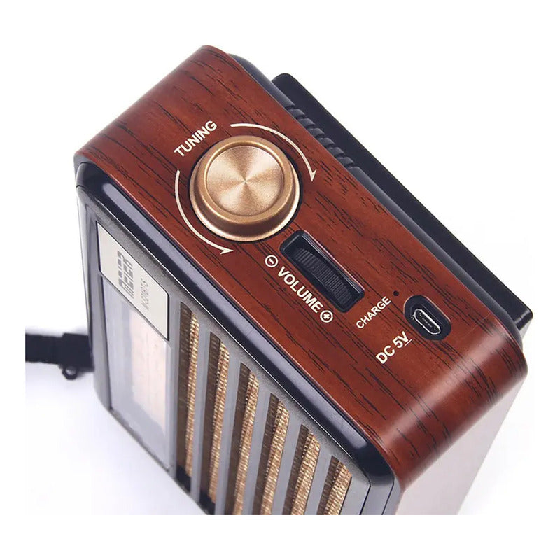 Radio Recargable Panel Solar Retro Am/fm Portatil Bluetooth