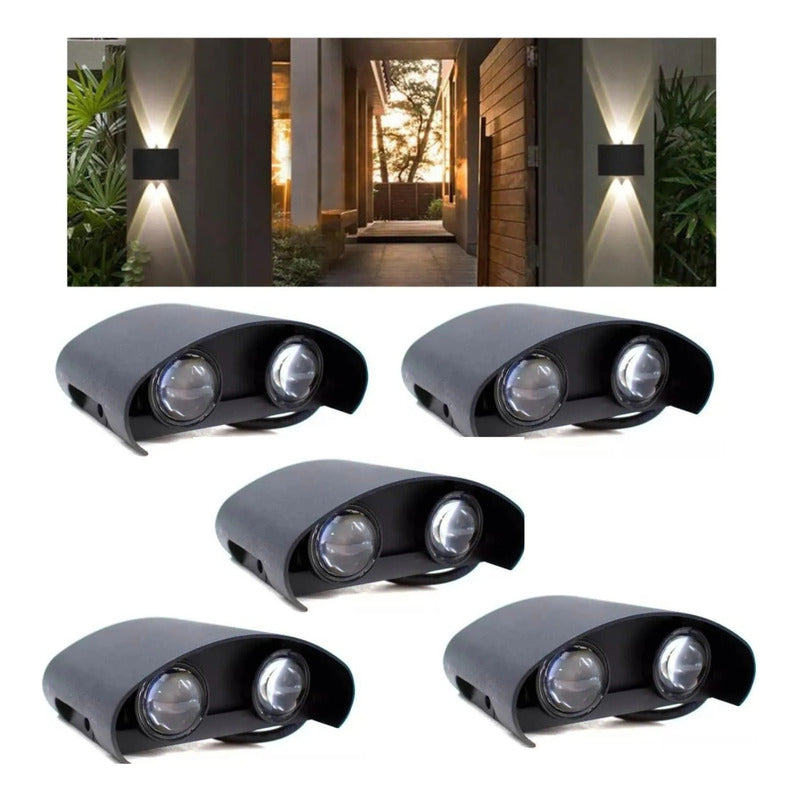 Set X5 Aplique Pared Bidireccional Lampara Exterior 2 Luces