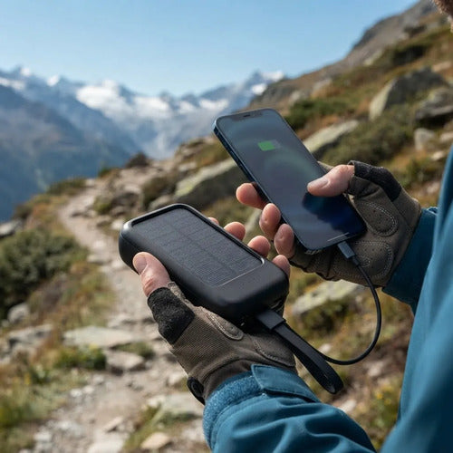 Batería Externa 4000mah Cables Integrados Solar Power Bank Negro