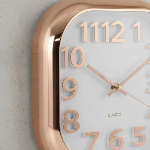 Reloj Pared Analogico Cuadrado Quartz 30cm Hogar Oficina Marrón