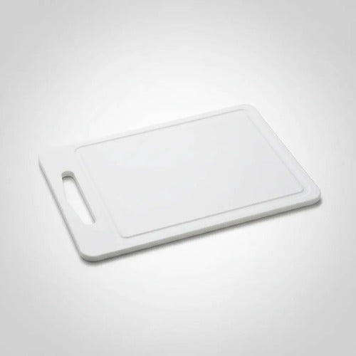 Tabla Cocina Plástica Ranura Picar Antiderrame 37,5x25cm Liso Blanco