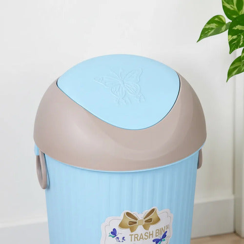 Papelera Cesto Residuos Tapa Vaivén 8l 40x21cm Basculante Celeste