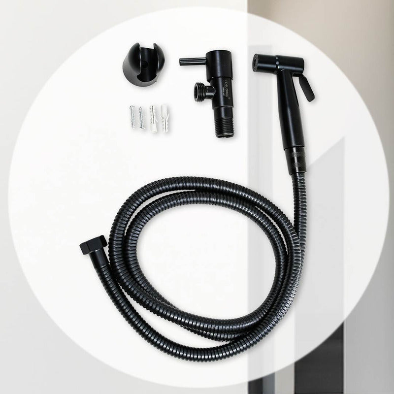 Ducha Higienica Negra Metalica Grifo Baño Con Boton