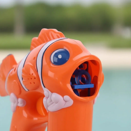 Lanza Burbujas Automático Pez Luces Música Juguete Infantil Naranja