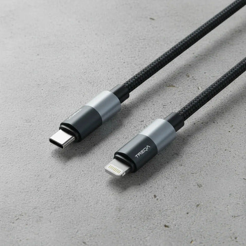 Cable Datos Tipo C A Ios Reforzado Nylon Usb C Carga 1m Gris