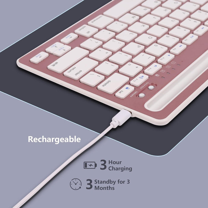 Teclado Inalambrico Tablet Celu Bluetooth Portátil Soporte