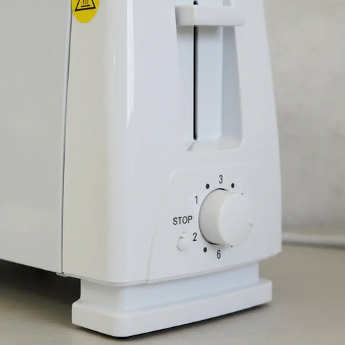 Tostadora Electrica 2 Rebanadas 700w Pan 6 Niveles Acero Blanco