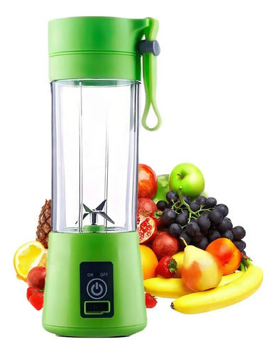 Mini Licuadora Portátil Recargable Para Licuados De 380 Ml, Color Verde