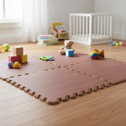 Pack X16 Alfombra Goma Eva Encastrable Simil Madera 60x60
