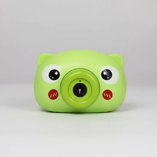 Cámara Lanza Burbujas Rana Infantil Automática Con Correa Verde