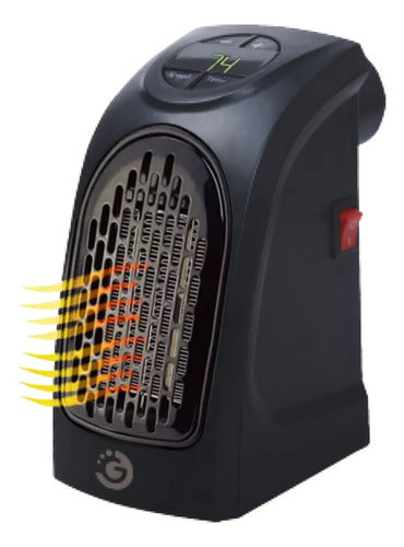 Mini Calefactor Electrico Ceramico Display Enchufe Directo Negro