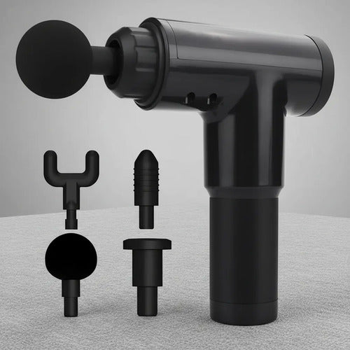 Martillo De Masajes 4 Cabezales Masajeador Inalambrico Negro