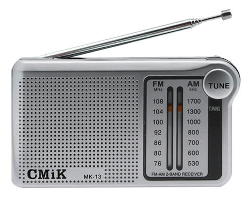 Radio Portátil Am Fm Salida Jack 3.5 Antena Bolsillo Mini Gris