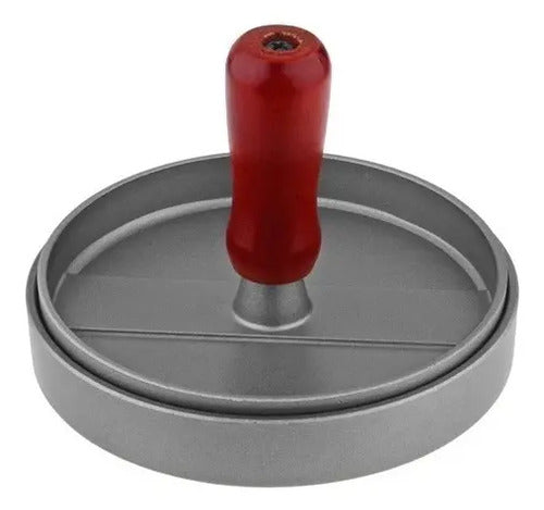 Molde Prensa Hamburguesa Aluminio Mango Madera Antiadherente Aluminio