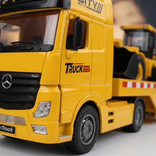 Camión Transportador 55cm Luces Sonido Construcción Camión Amarillo
