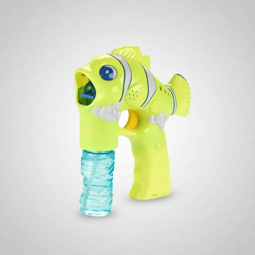 Lanza Burbujas Automático Pez Luces Música Juguete Infantil Verde